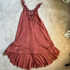 Free People Rust Red High-Low Maxi Dress